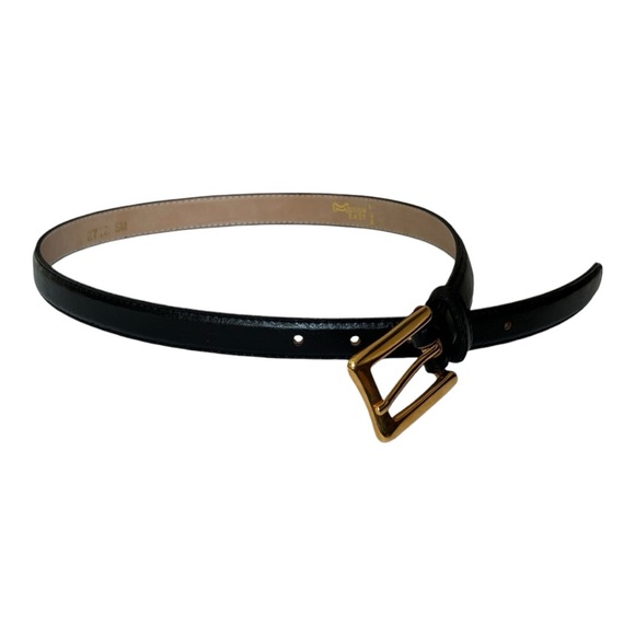 Motion East leather dress belt w/ gold finished rectangular buckle | small - Picture 5 of 13